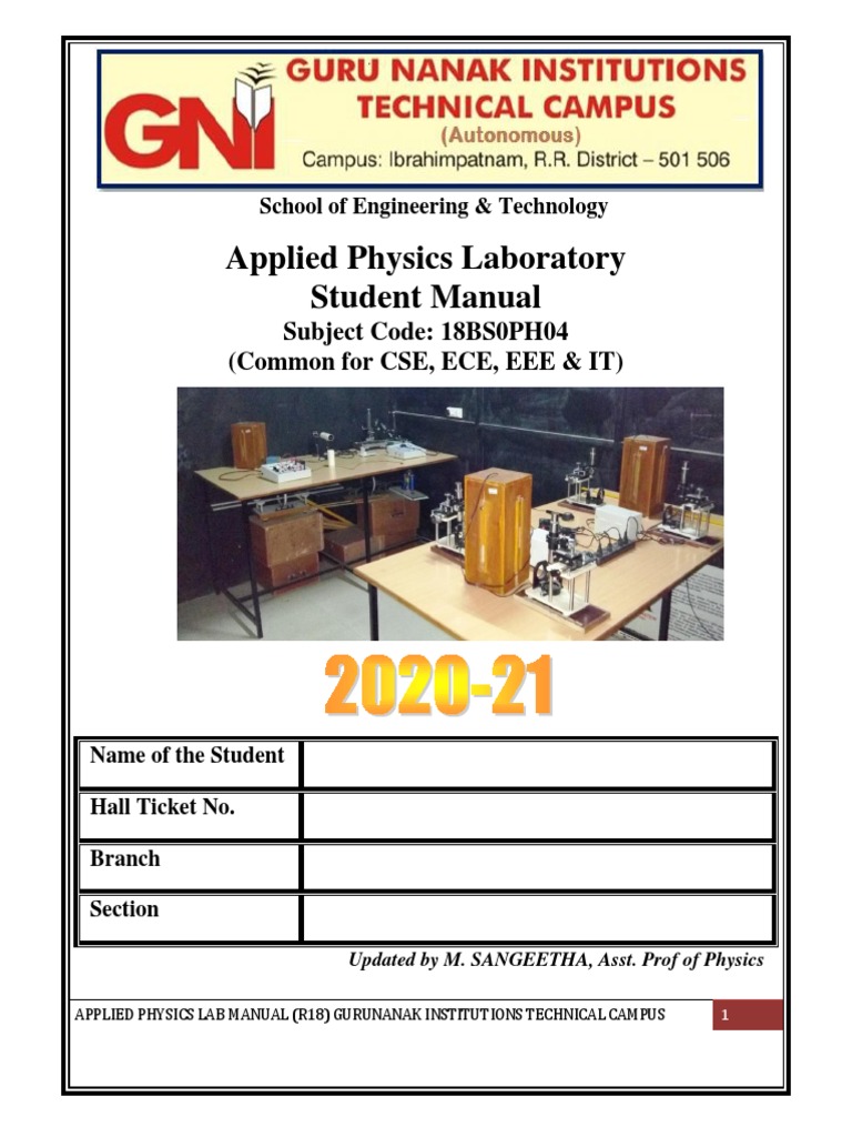 Applied Physics Lab Manual R18 | PDF | Semiconductors | P–N Junction