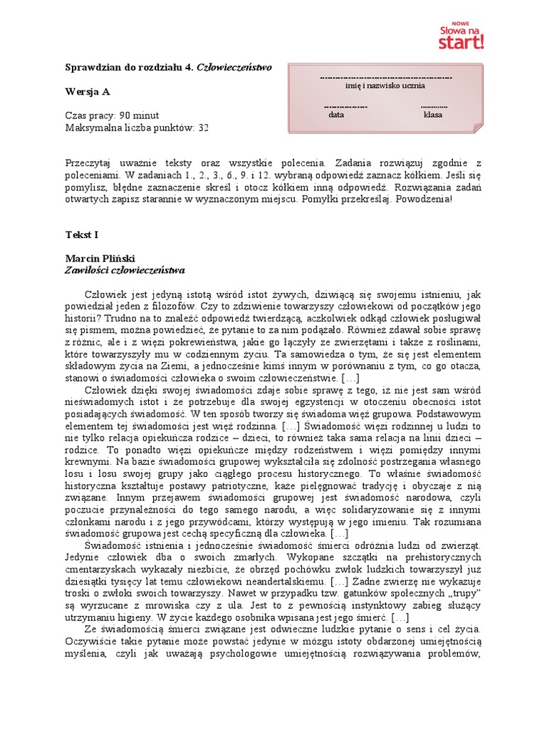 Co Swiadczy O Istocie Czlowieczenstwa Czyny Czy Slowa
