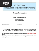 ELEC 3300 Introduction To Embedded Systems: Course Introduction Prof. Vinod Prasad