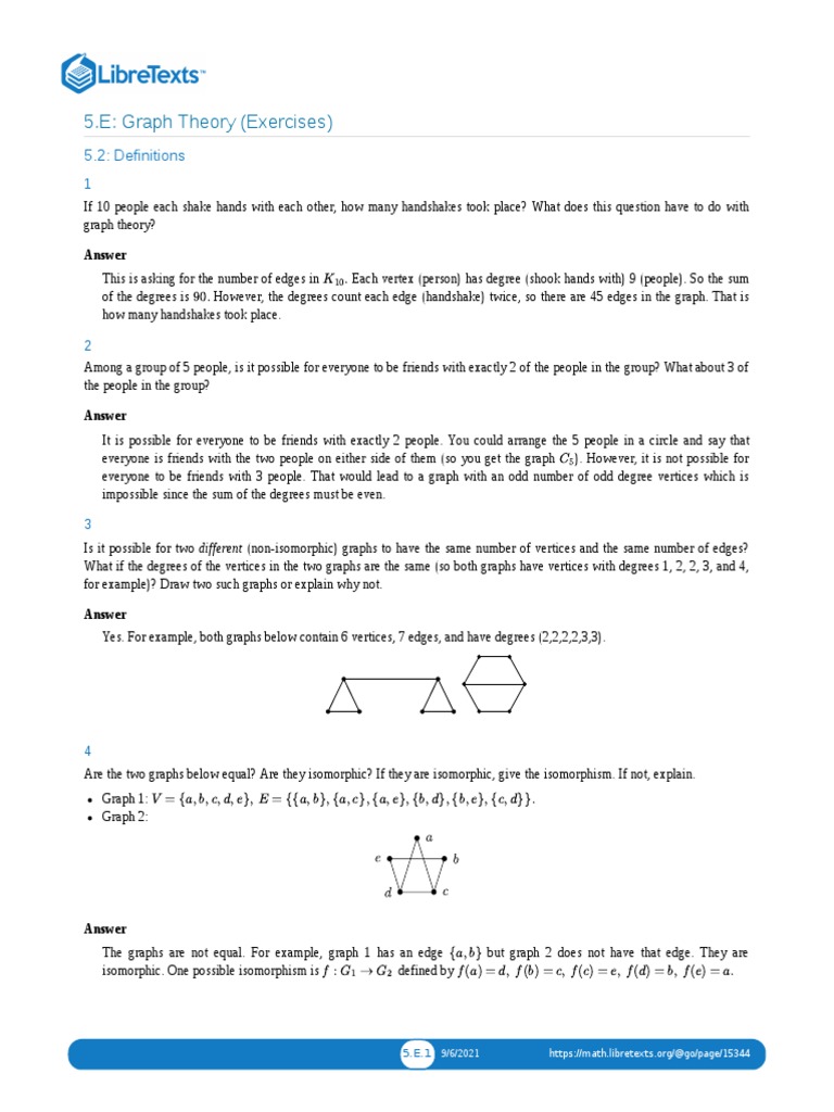 5.E Graph Theory (Exercises) | PDF | Vertex (Graph Theory) | Mathematics