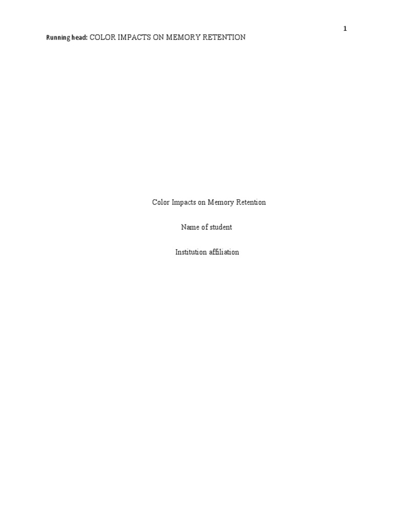 Color's Effect on Memory Retention | PDF | Student's T Test | Memory