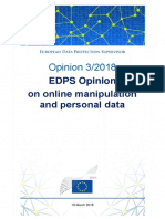 Opinion 3/2018: EDPS Opinion On Online Manipulation and Personal Data