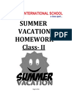Summer Vacation Homework: Class-II