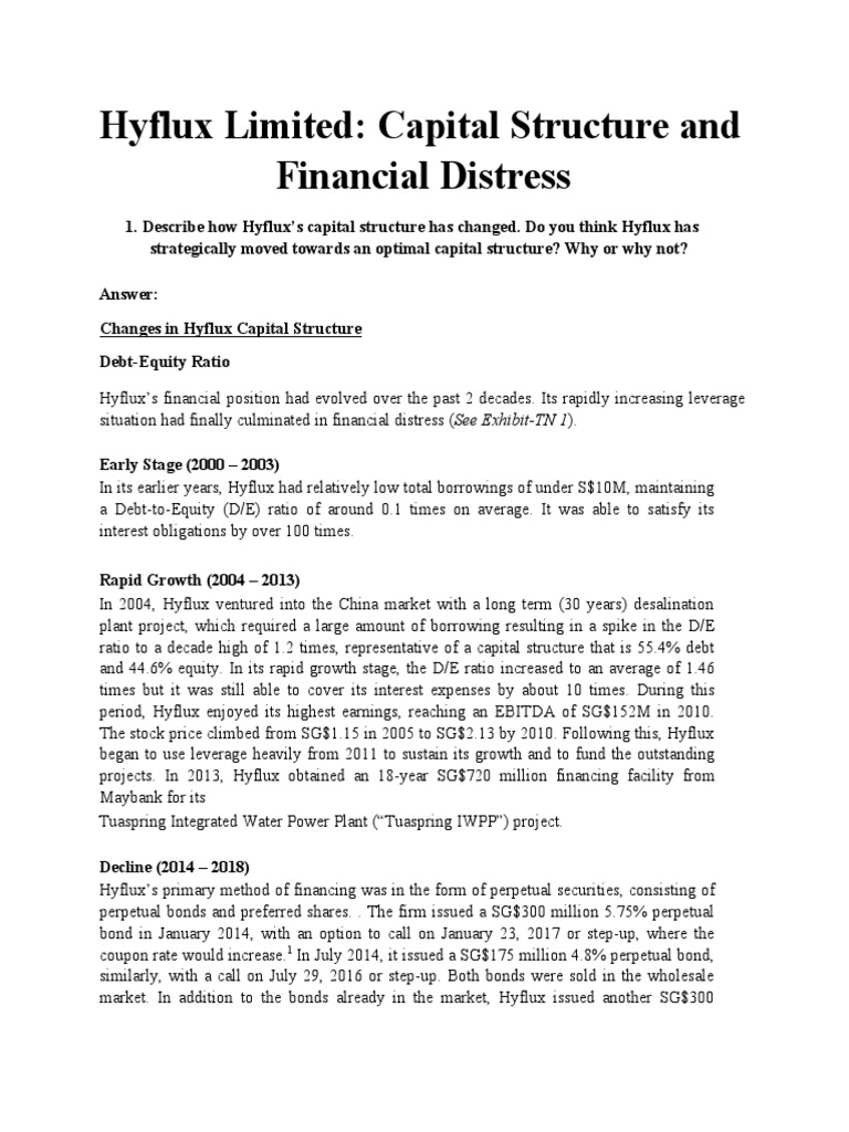 Hyflux Limited Capital Structure and Financial Distress Download