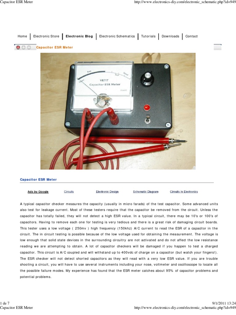 Capacitor ESR Meter Capacitor Electronic Circuits