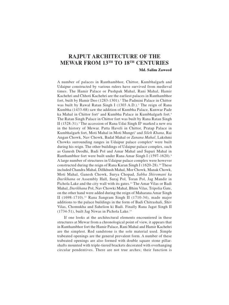 Mewar Rajput Architecture (13th-18th Centuries) | PDF | Dome ...