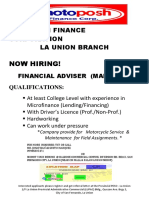 Now Hiring!: Motoposh Finance Corporation La Union Branch