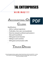 Oriental Enterprises Hiring Accounting Clerk & Truck Driver