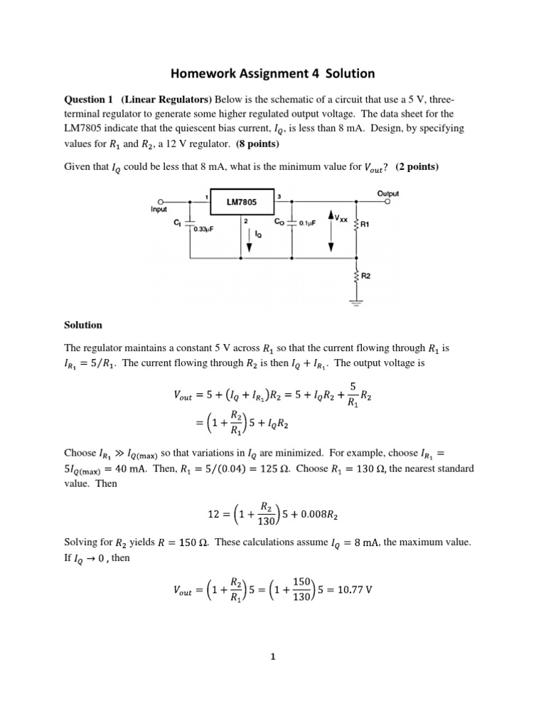 Linear Voltage Regulator Homework Solutions | PDF | Capacitor | Rectifier