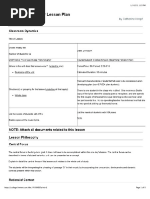 High School Choir Lesson Plan