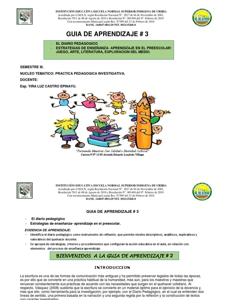 Diario de Campo en Preescolar | PDF | Educación de la primera infancia ...