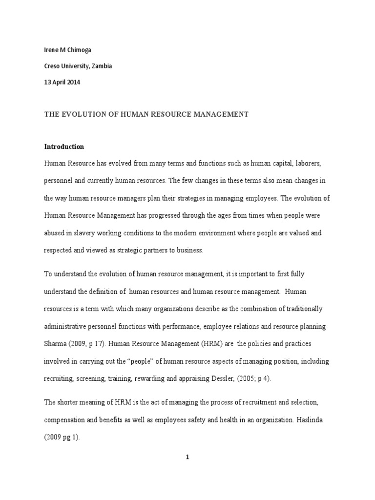 The Evolution of Human Resource Manageme | PDF | Career & Growth | Self ...