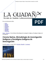 Ciencia Nativa Metodologc3ada de Investigacic3b3n Indc3adgena y Paradigma Indc3adgena de Investigacic3b3n La Guadac3b1a