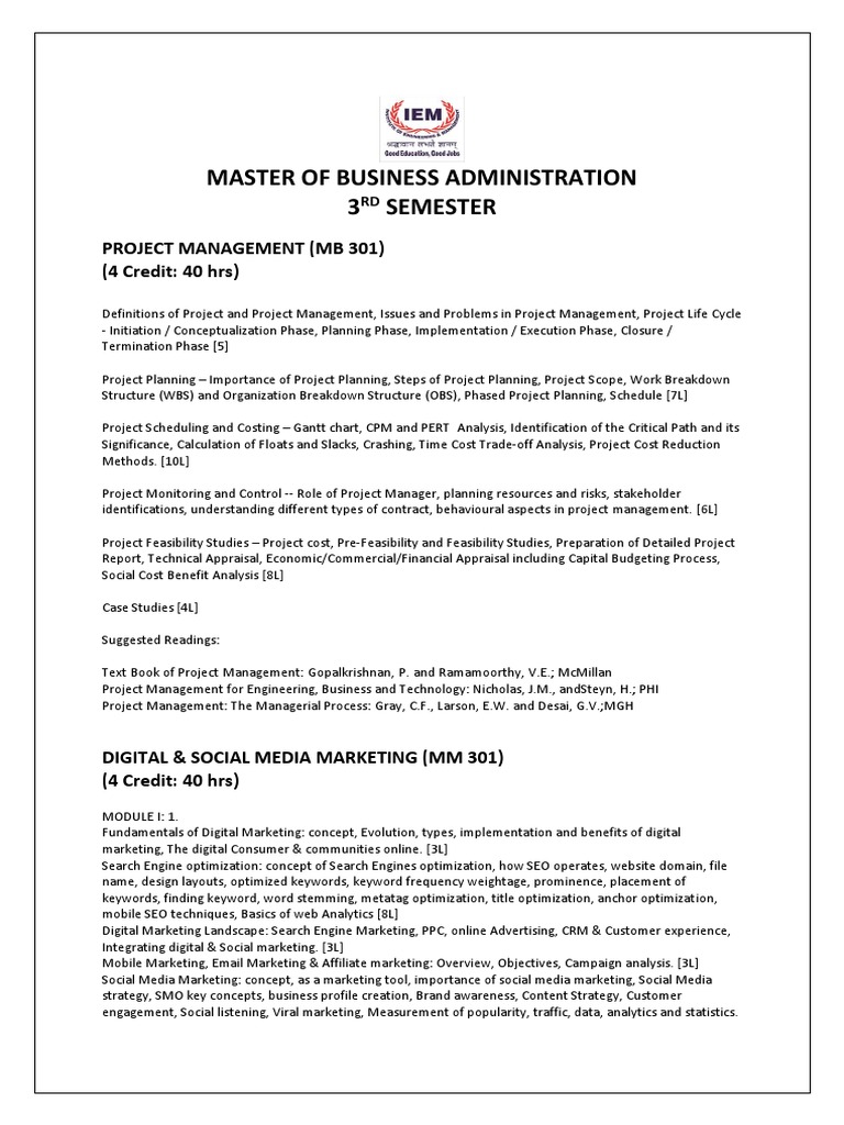 Mba 3rd Sem Syllabus Pdf Banks Search Engine Optimization