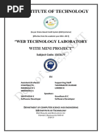 SJB Institute of Technology: "Web Technology Laboratory With Mini Project"