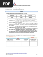 Methodology Three (Met3) Worksheet A: Vocabulary Grammar Lexis