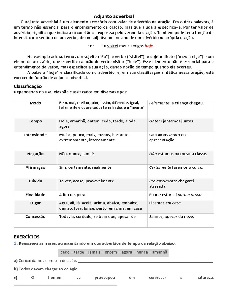 Adjunto Adverbial | PDF | Advérbio