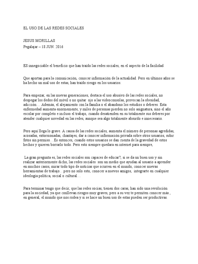 El Uso de Las Redes Sociales | PDF