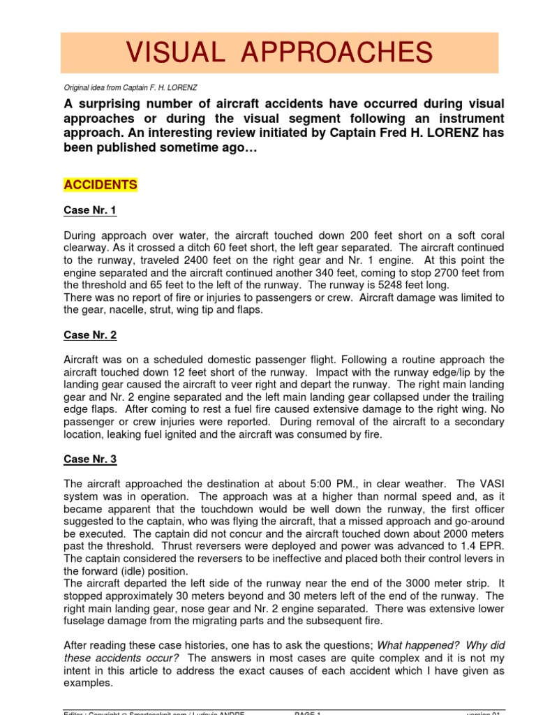 Visual Approaches Runway Aviation