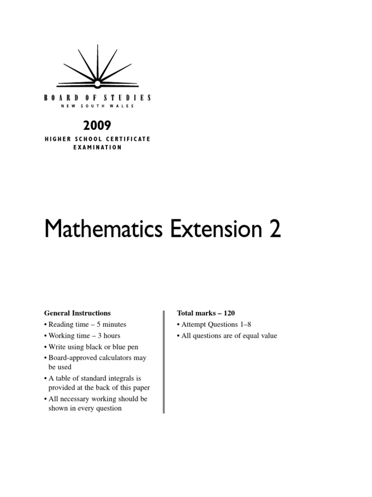 2009 HSC Exam Mathematics Extension 2 | PDF