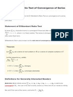 D'Alembert's Ratio Test of Convergence of Series