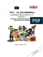 TVL - Ia (Plumbing) : Learning Activity Sheet No. 2 Quarter 1 Perform Plumbing Repair and Maintenance Works