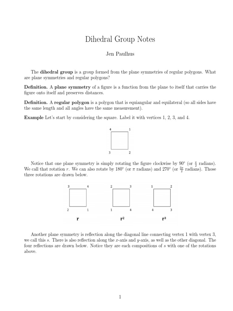 Dihedral Group Notes Explained | PDF | Group (Mathematics) | Vertex ...