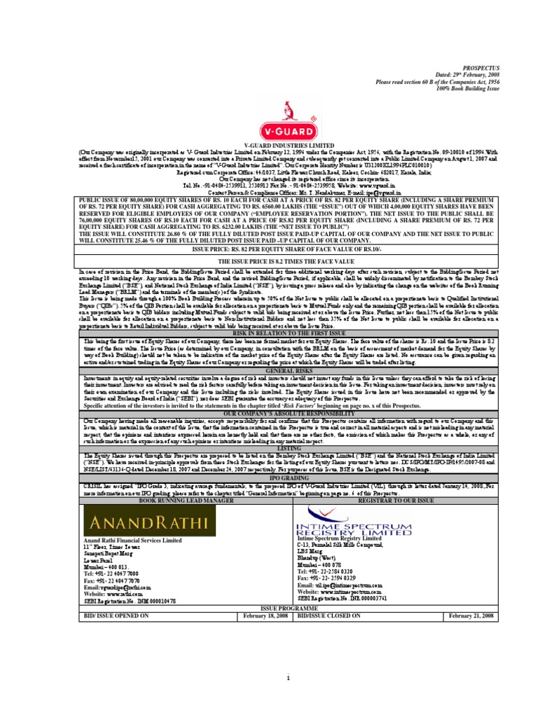 Prospectus Dated: 29 February, 2008 Please Read Section 60 B of