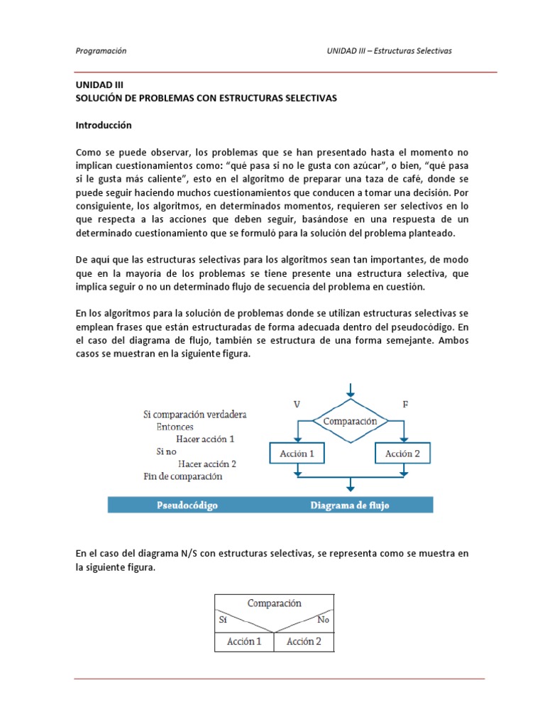 Estructuras Selectivas en Algoritmos | PDF | Algoritmos | Programación ...