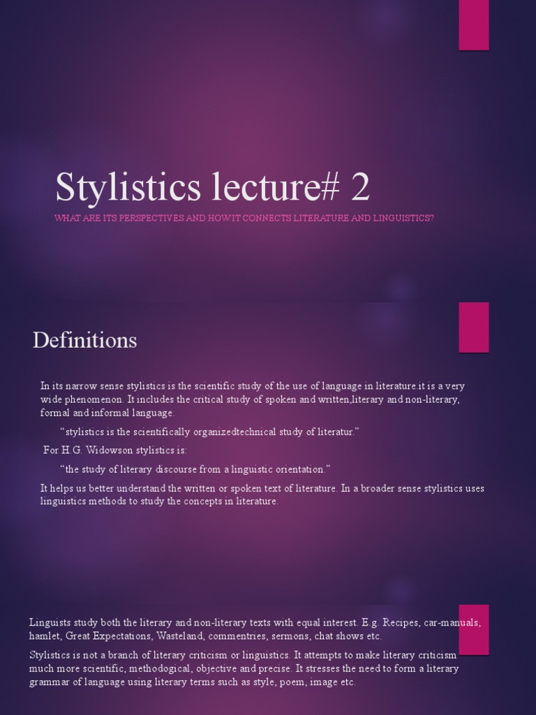 Perspectives on Stylistics in Literature | PDF | Linguistics | Discourse