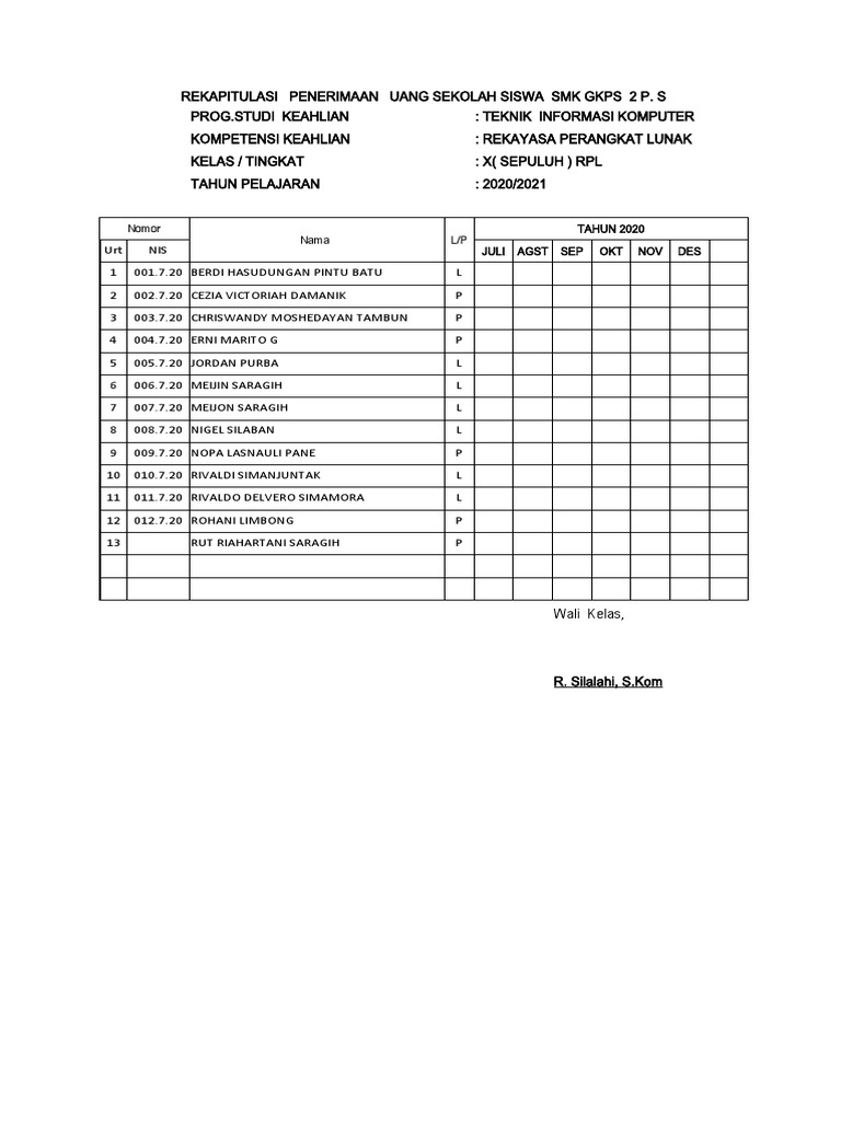 REKAP UANG SEKOLAH 2021 | PDF