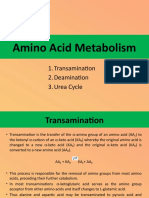 Amino Acid Metabolism: 1. Transamination 2. Deamination 3. Urea Cycle