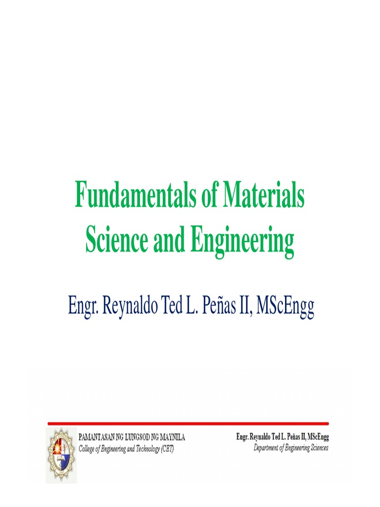 Materials Science and Engineering Course Outline PDF Materials