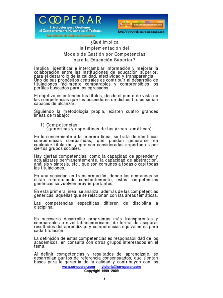 Competencias para La Educacion Superior | PDF | Plan de estudios ...
