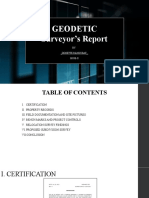 Surveyor's Report on Geodetic Relocation Findings