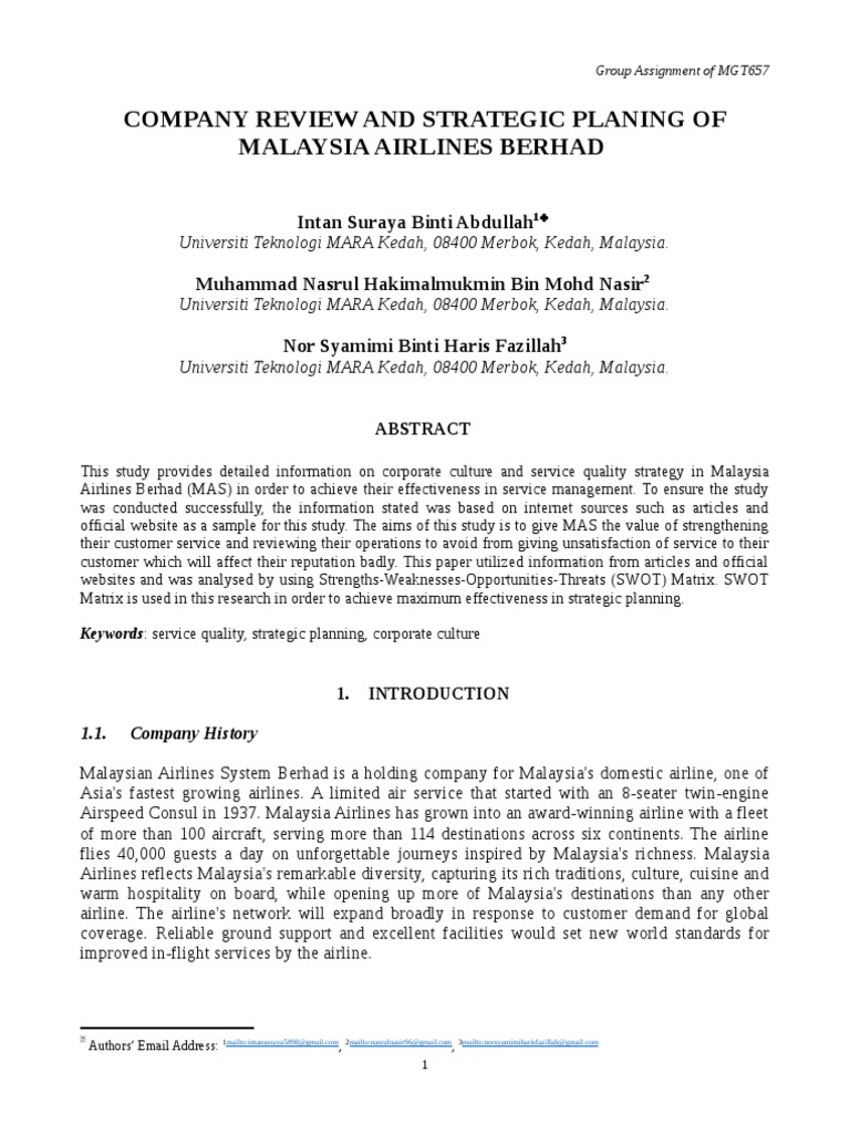 Malaysia Airlines Strategic Review | PDF | Low Cost Carrier | Swot Analysis