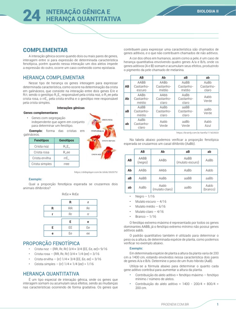 Interação Gênica e Herança Quantitativa | PDF | Epistasia | Biologia