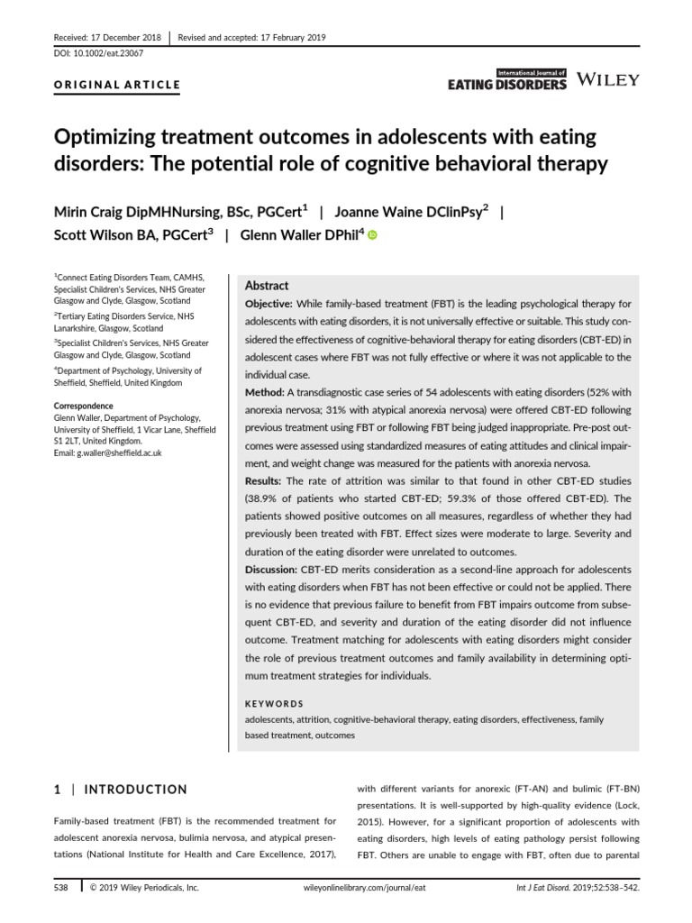 2019 - Optimizing Treatment Outcomes in Adolescents With Eating ...