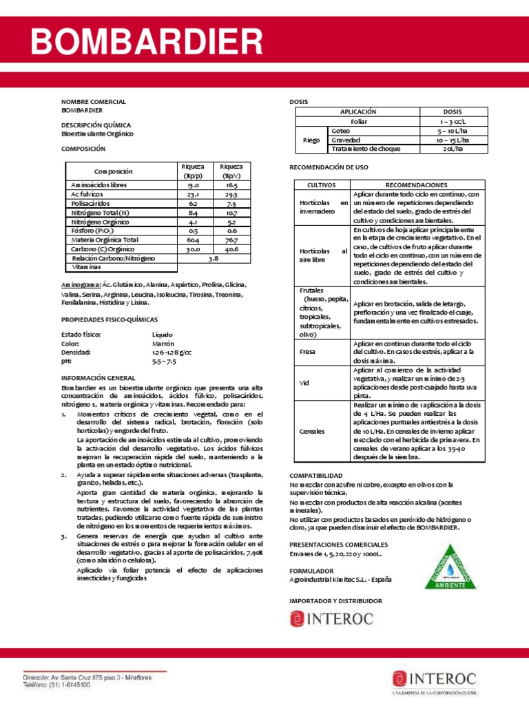 Bombardier Ficha Tecnica PDF Cereales Suelo