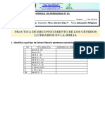 PRÁCTICA DE RECONOCIMIENTO DE LOS GÉNEROS LITERARIOS - 4to Secundaria