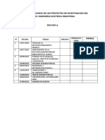Calendario de Avance de Los Proyectos de Investigacion y de Examenes