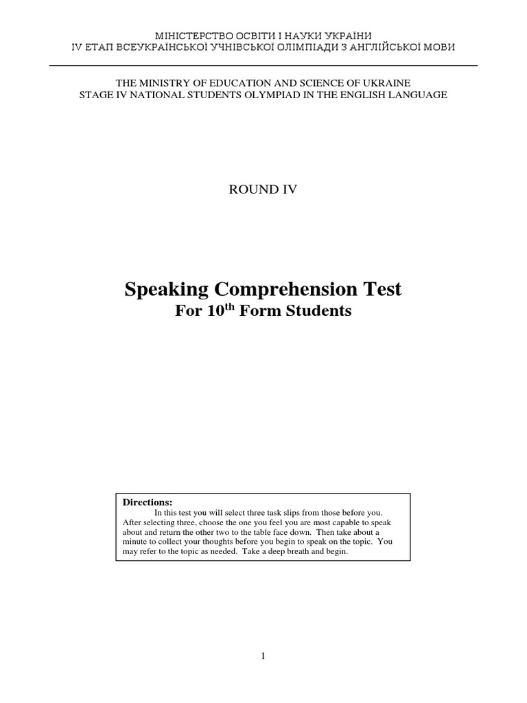Speaking Comprehension Test: For 10 Form Students | PDF | Social Media ...