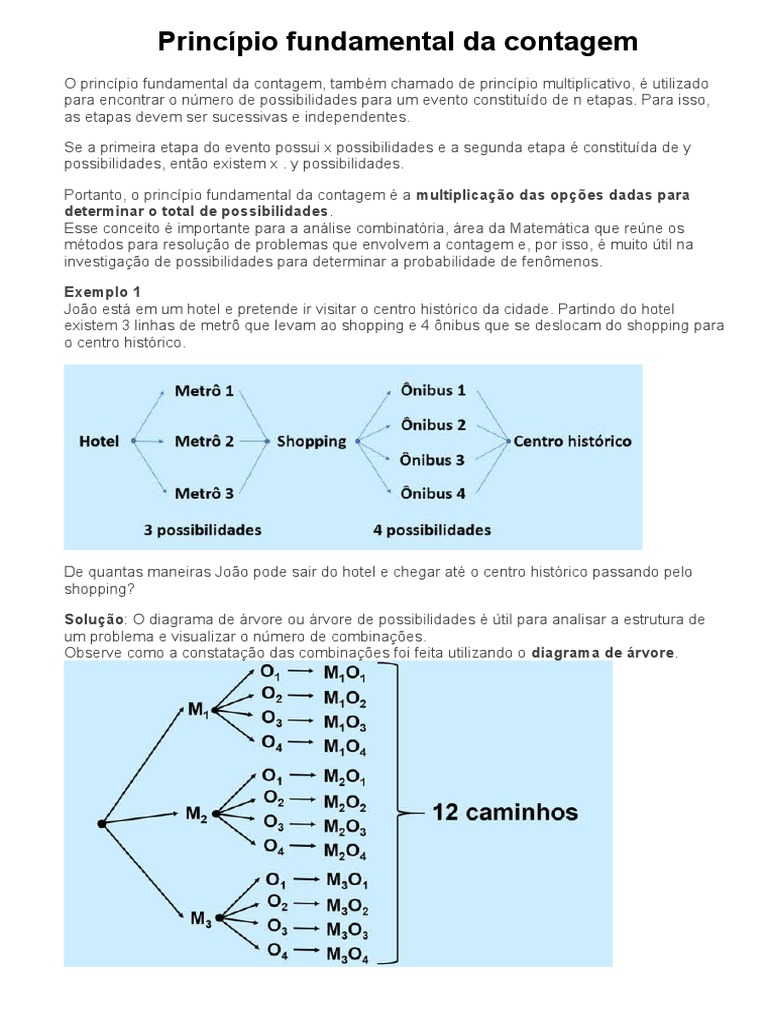 Princípio fundamental da contagem | PDF | Números | Matemática