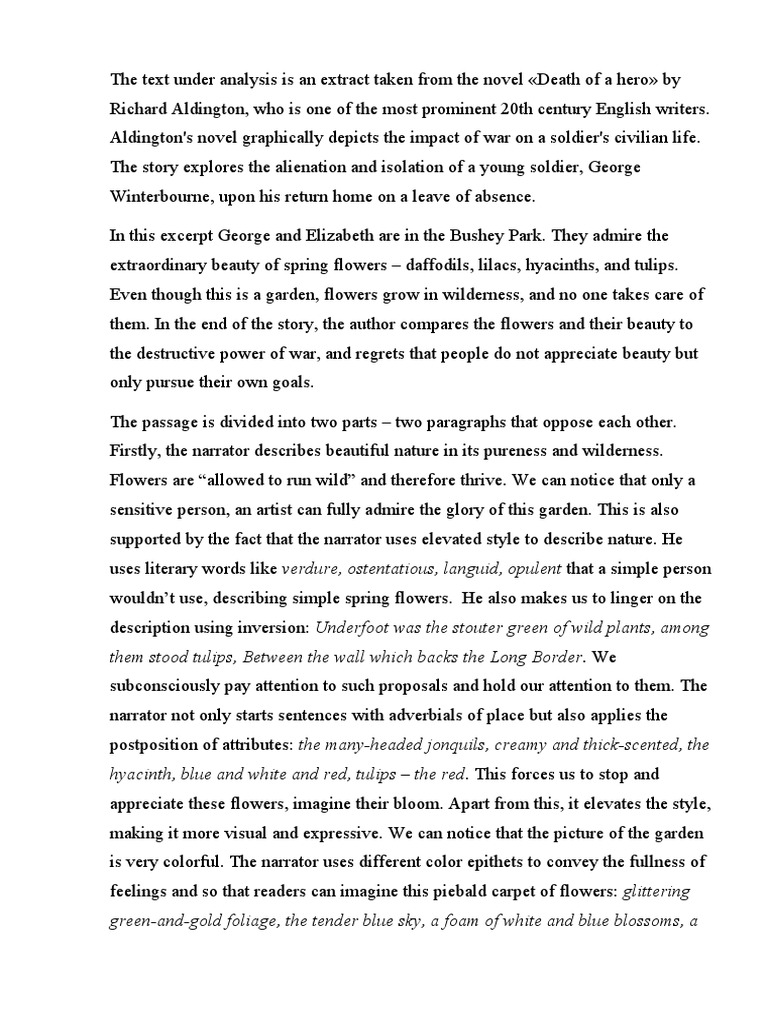 Death of A Hero Analysis | PDF