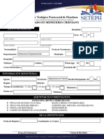 Formulario de Inscripción Diplomado en Ministerio Cristiano