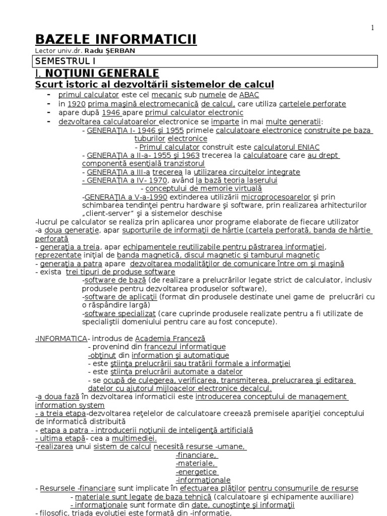 Bazele Informaticii | PDF