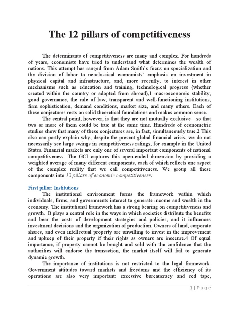 The 12 Pillars of Competitiveness | PDF | Innovation | Market (Economics)