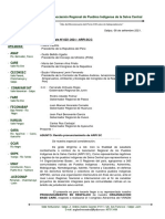 Oficio de La Asociación Regional de Pueblos Indígenas de La Selva Central (ARPI SC)