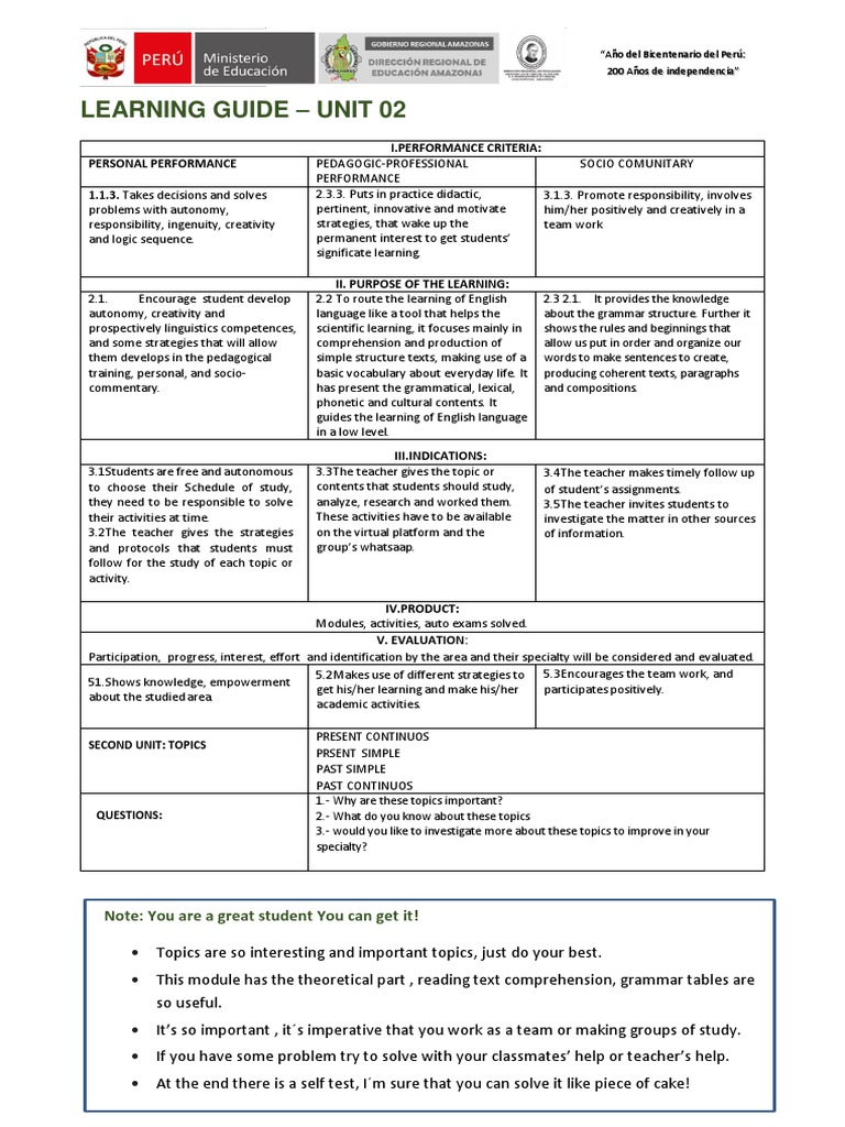 Learning Guide: English Grammar Basics | PDF | Reading Comprehension ...