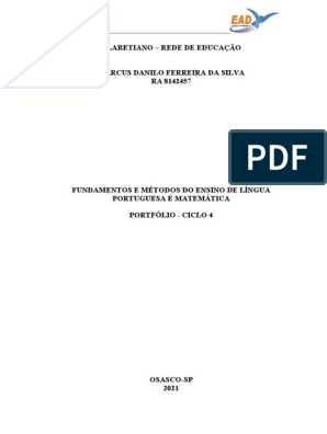 Projeto de ensino Letras - Portfólio EAD - Portfólioo EAD